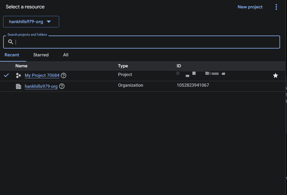 Google Cloud Console 中的 Project ID